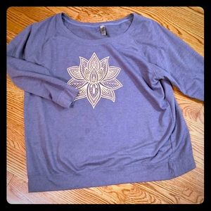 Blue heather lotus boat neck sweatshirt 4x